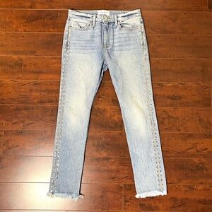 ETIENNE MARCEL Denim Studded Panel Jeans High Rise Skinny Size 27